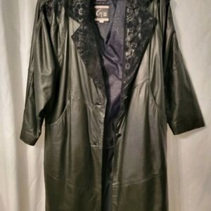 Elegant Black Trench Coat with Floral Details